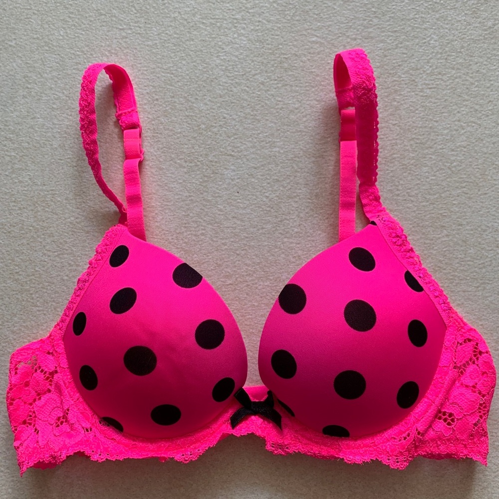 Pink and Black Polka Dot Xhilaration Bra 32B